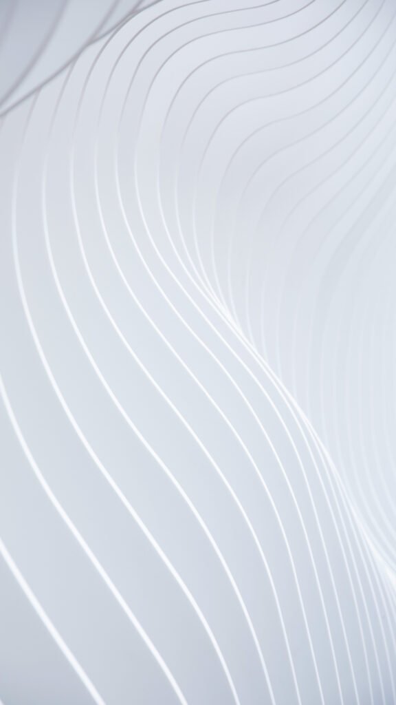 Abstract 3D wallpaper featuring smooth, repeating wavy lines or ridges in gradient shades of cyan and blue, creating a flowing texture.