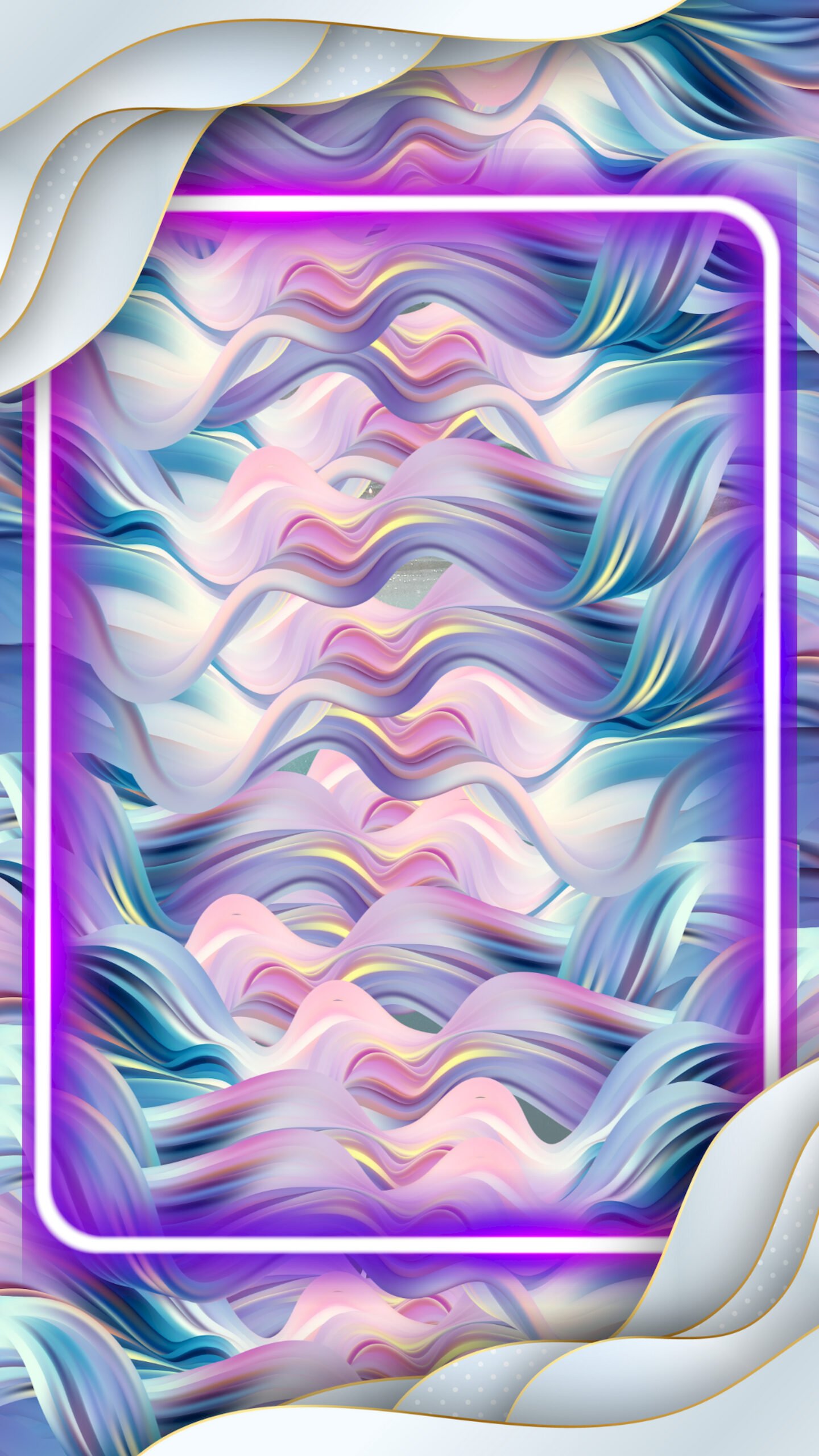 4K neon aesthetic phone wallpaper, purple and blue swirls with 3D paper art style - ZonWalls