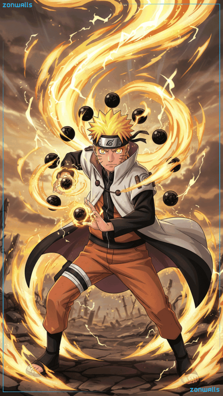Vibrant Anime Naruto wallpaper featuring Uzumaki Naruto in Sage Mode for mobile lock screen.