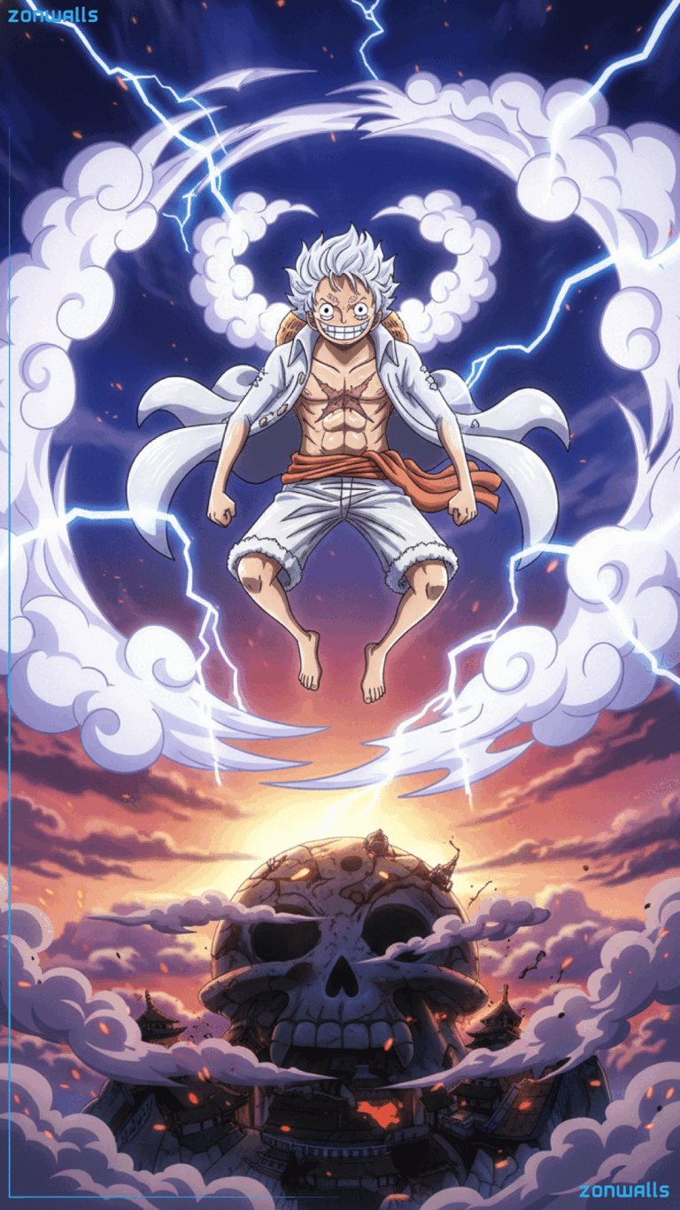 One Piece Wallpaper 4K featuring Monkey D. Luffy Gear 5 in high resolution art style.