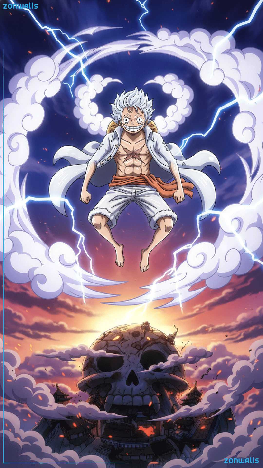 One Piece Wallpaper 4K featuring Monkey D. Luffy Gear 5 in high resolution art style.