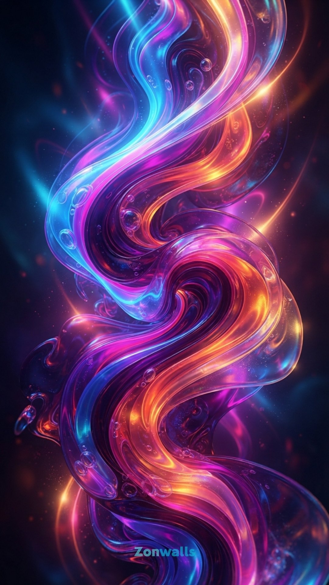Abstract Vivid Colors Wallpaper featuring dynamic fluid acrylic waves and glowing neon gradients in ultra-high resolution.
